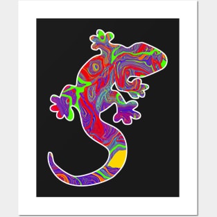 Colorful surreal psychedelic lizard king V Posters and Art